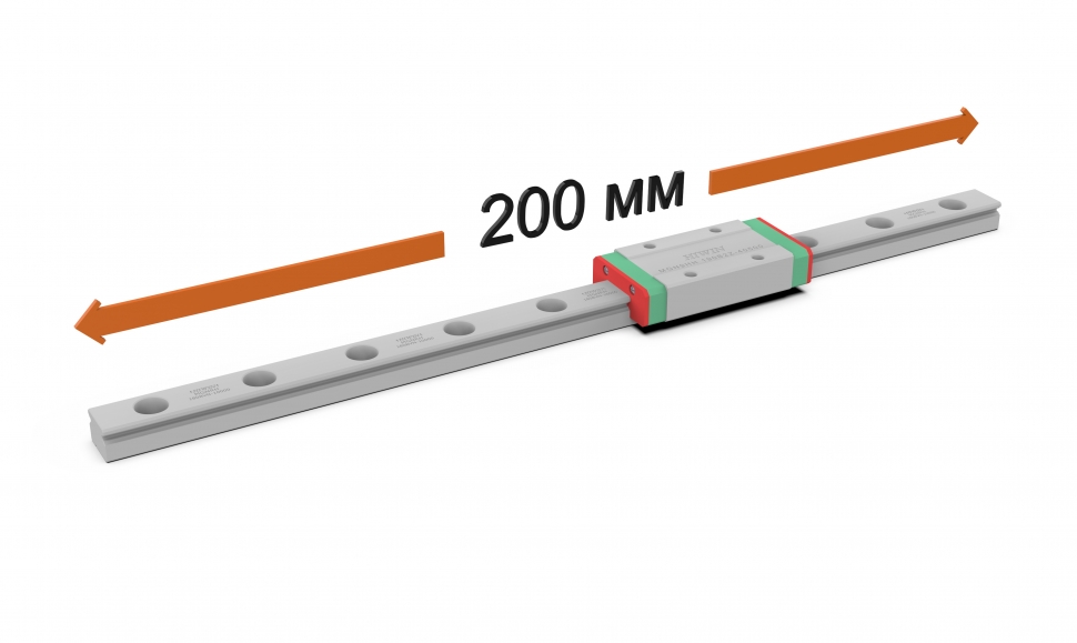 Рельс HIWIN MGNR9RHM 200 мм + блок MGN9HZ0HM